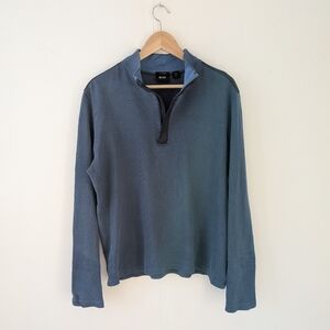 BOSS by Hugo Boss Slate Blue Three Quarter Zip Long Sleeve Top Size Large